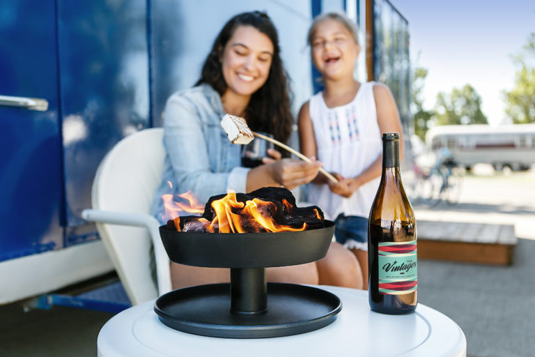 Girls roasting s'mores