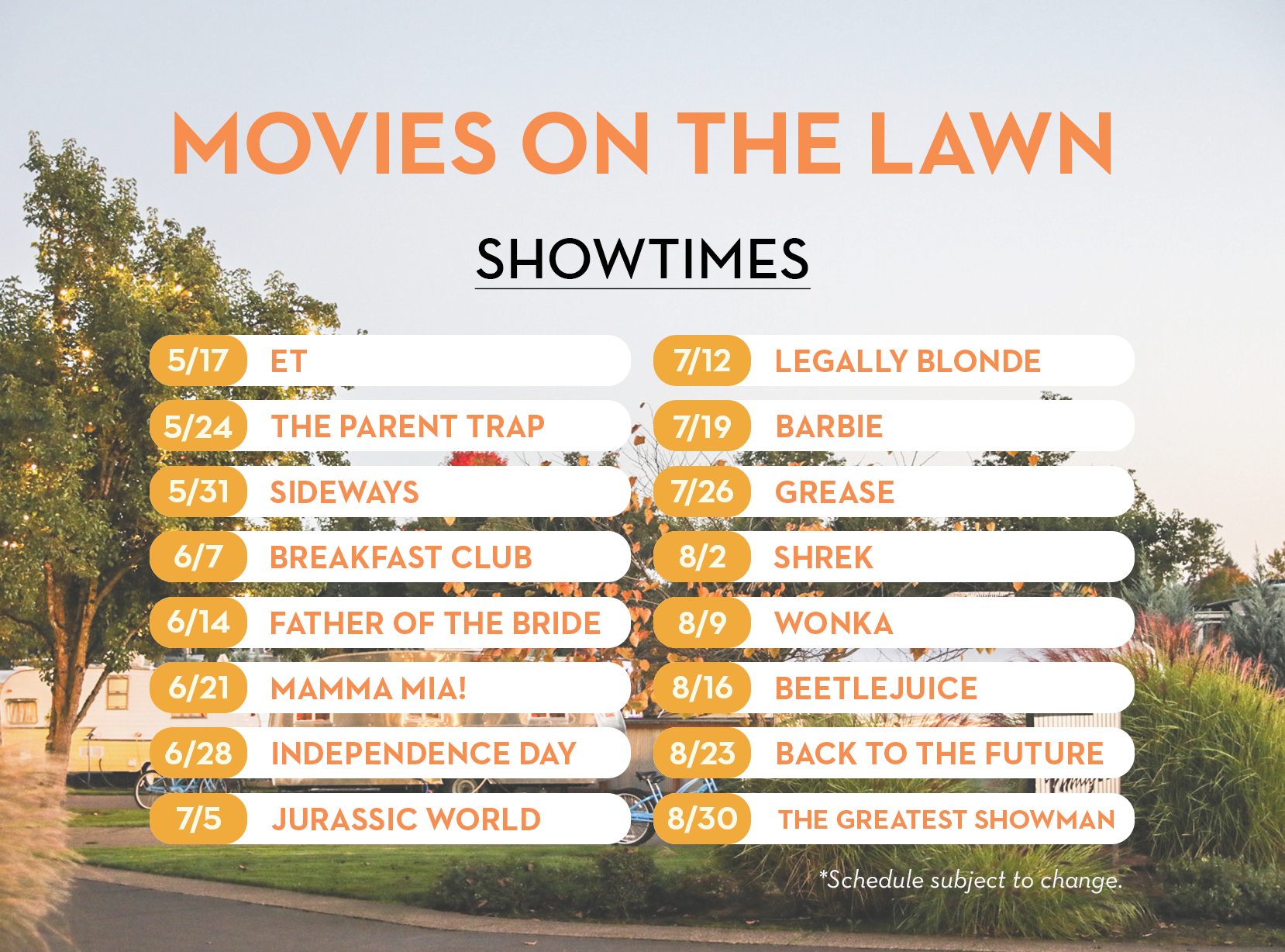 Vintages – Movie on the Lawn Schedule
